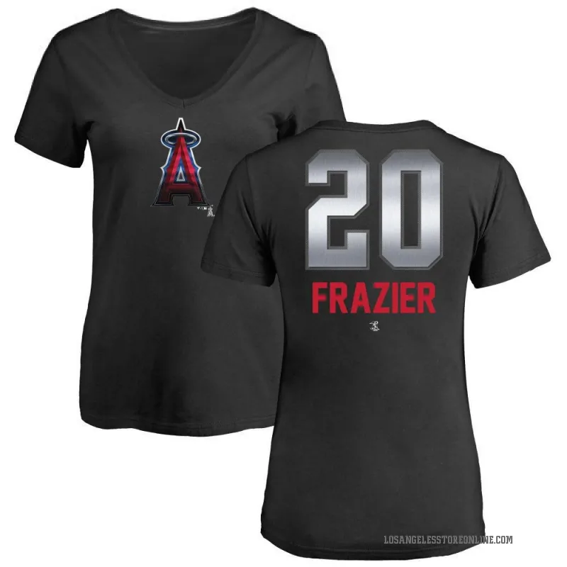 Adam Frazier Women's Black Los Angeles Angels Midnight Mascot V-Neck T-Shirt -