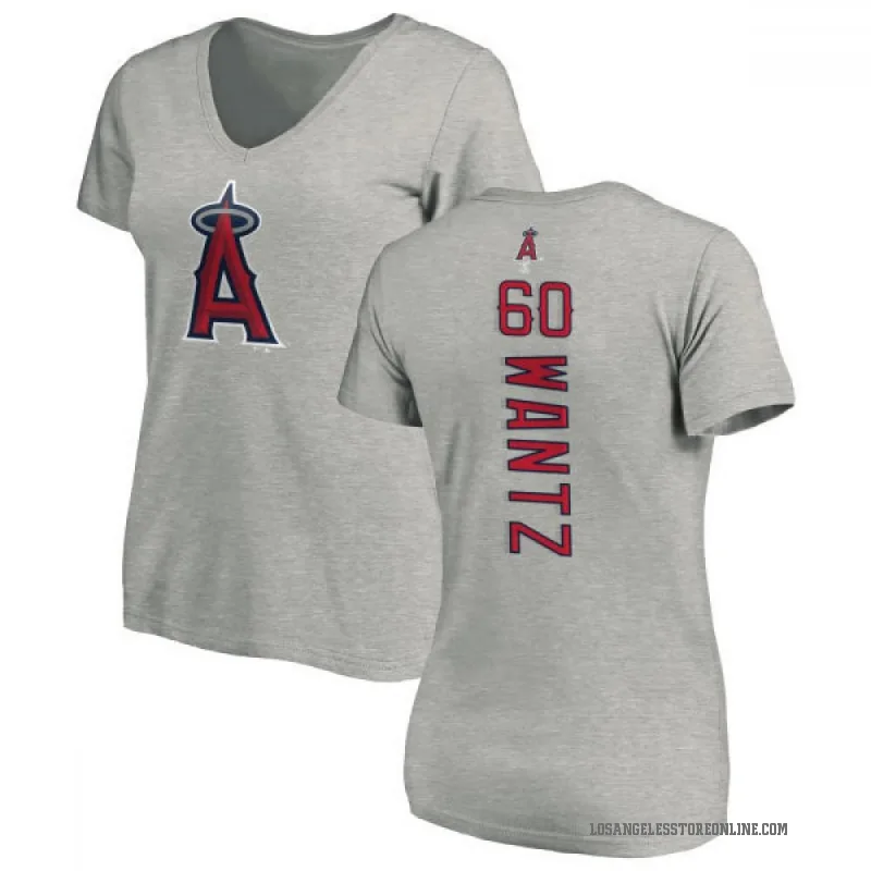 Andrew Wantz Women's Ash Los Angeles Angels Backer Slim Fit T-Shirt -