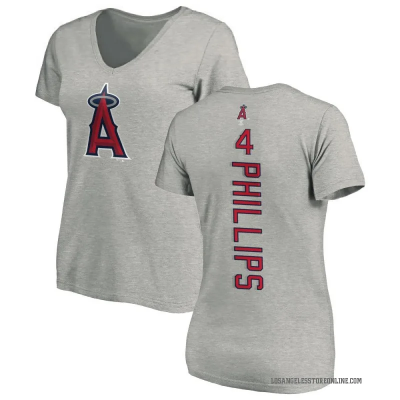 Brett Phillips Women's Ash Los Angeles Angels Backer Slim Fit T-Shirt -