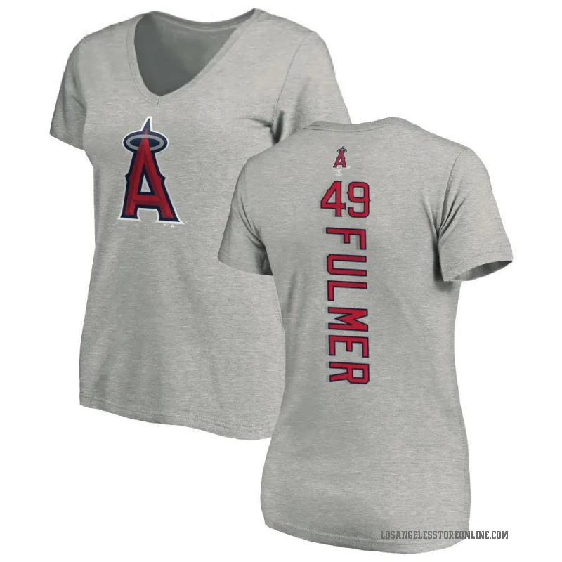 Carson Fulmer Women's Ash Los Angeles Angels Backer Slim Fit T-Shirt -