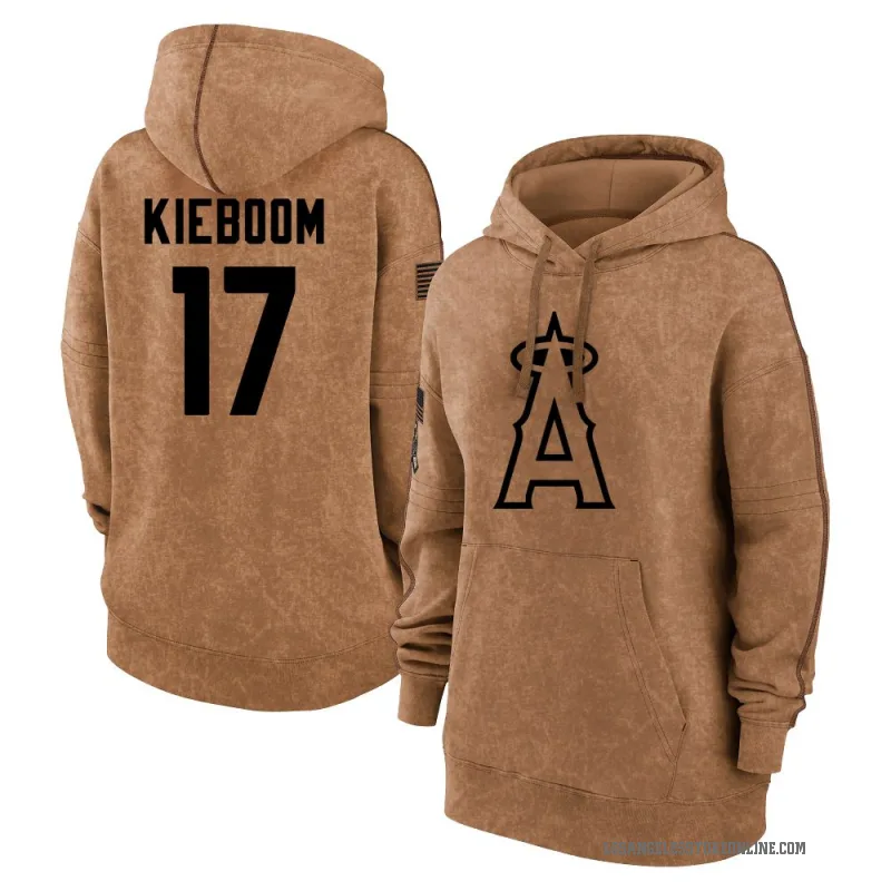 Carter Kieboom Women's Brown Los Angeles Angels 2023 Salute to Service Pullover Hoodie