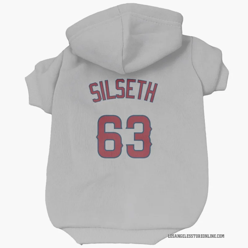 Chase Silseth  Gray Los Angeles Angels  Cat & Dog Pet Hoodie