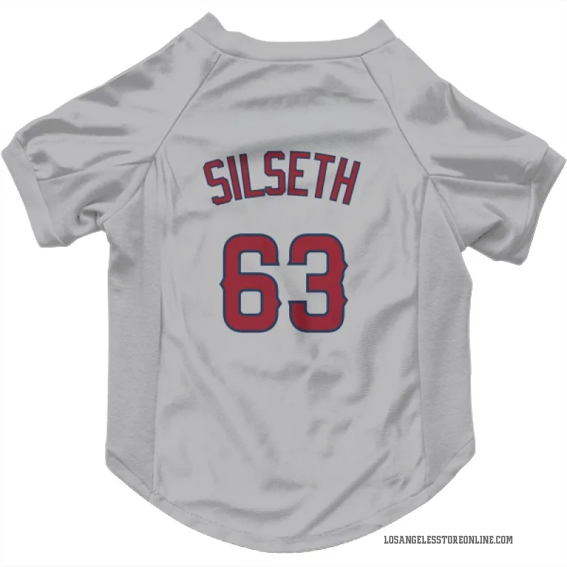 Chase Silseth  Gray Los Angeles Angels  Cat & Dog Pet Jersey