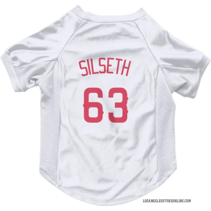 Chase Silseth  Navy Los Angeles Angels  Cat & Dog Pet Jersey