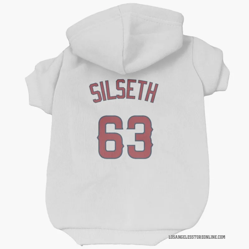 Chase Silseth  White Los Angeles Angels  Cat & Dog Pet Hoodie