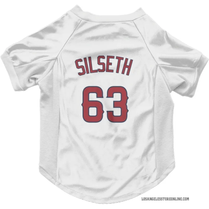 Chase Silseth  White Los Angeles Angels  Cat & Dog Pet Jersey