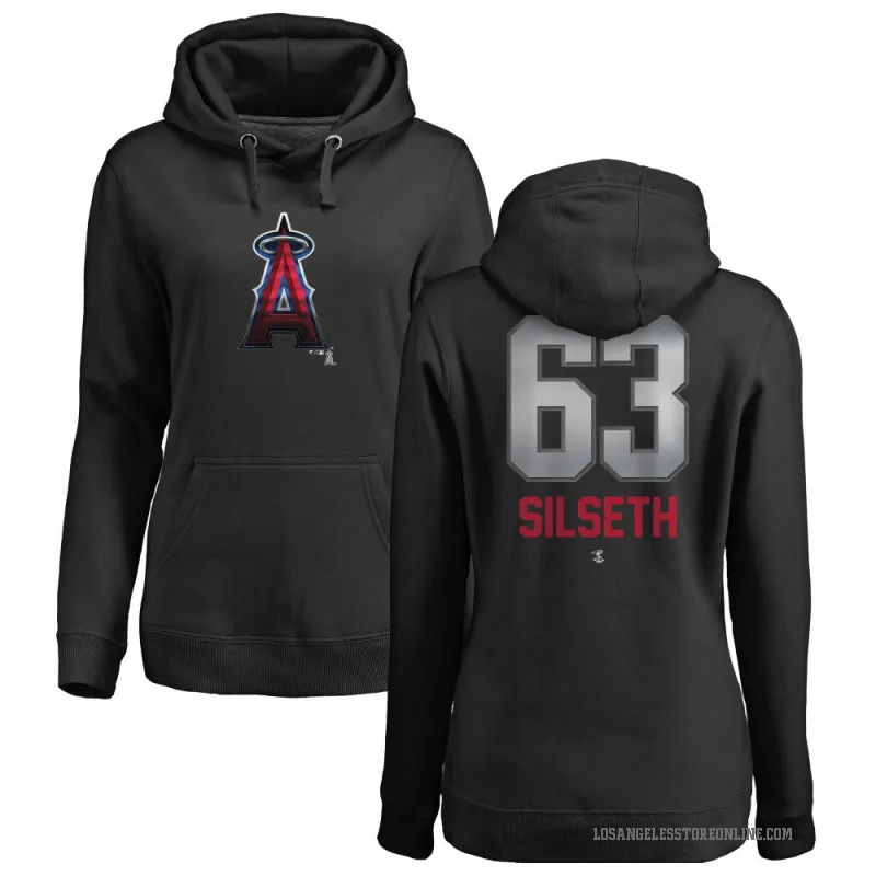 Chase Silseth Women's Black Los Angeles Angels Branded Midnight Mascot Pullover Hoodie -