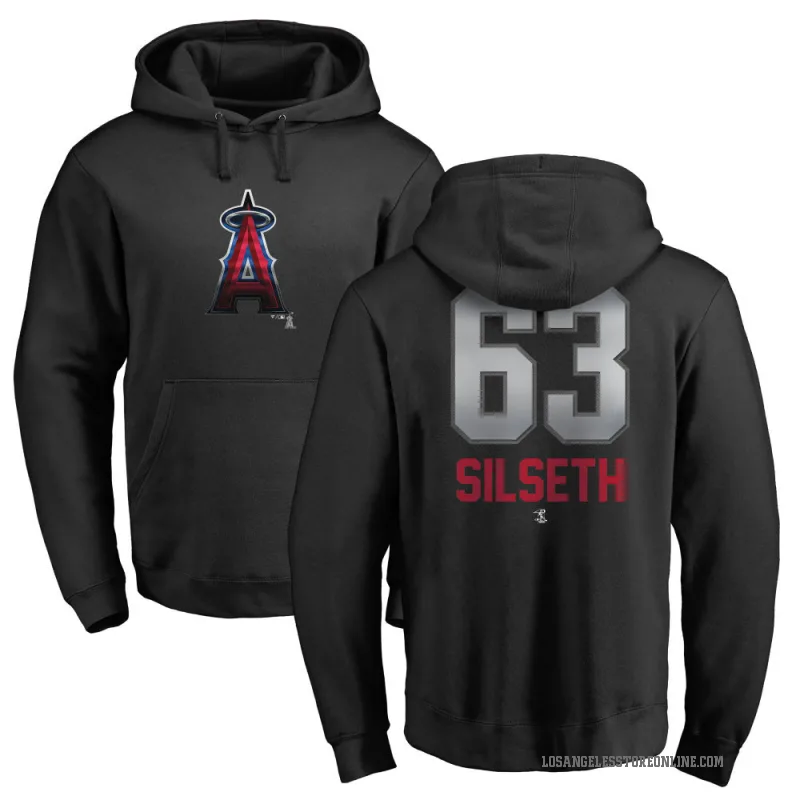 Chase Silseth Youth Black Los Angeles Angels Branded Midnight Mascot Pullover Hoodie -