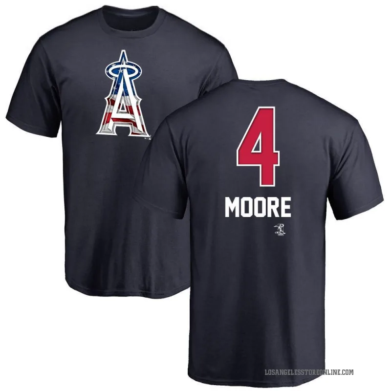 Christian Moore Men's Navy Los Angeles Angels Name and Number Banner Wave T-Shirt -