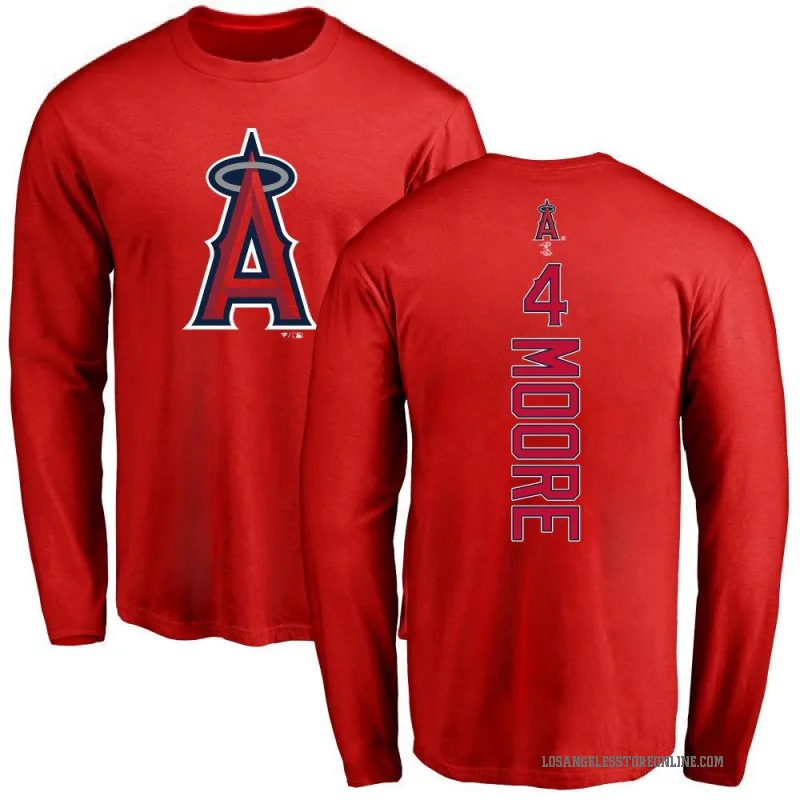 Christian Moore Men's Red Los Angeles Angels Backer Long Sleeve T-Shirt -