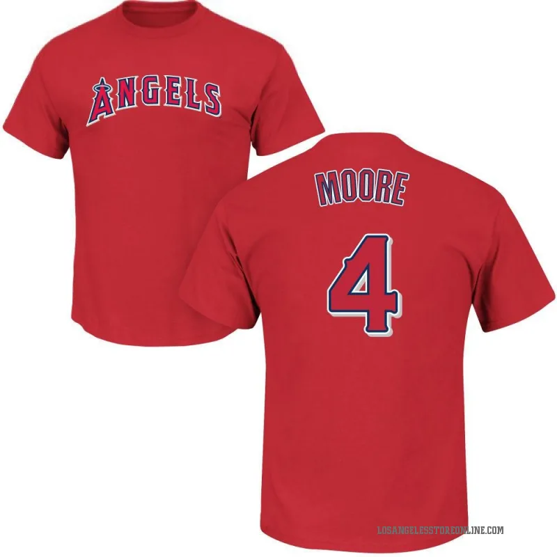 Christian Moore Men's Red Los Angeles Angels Roster T-Shirt -