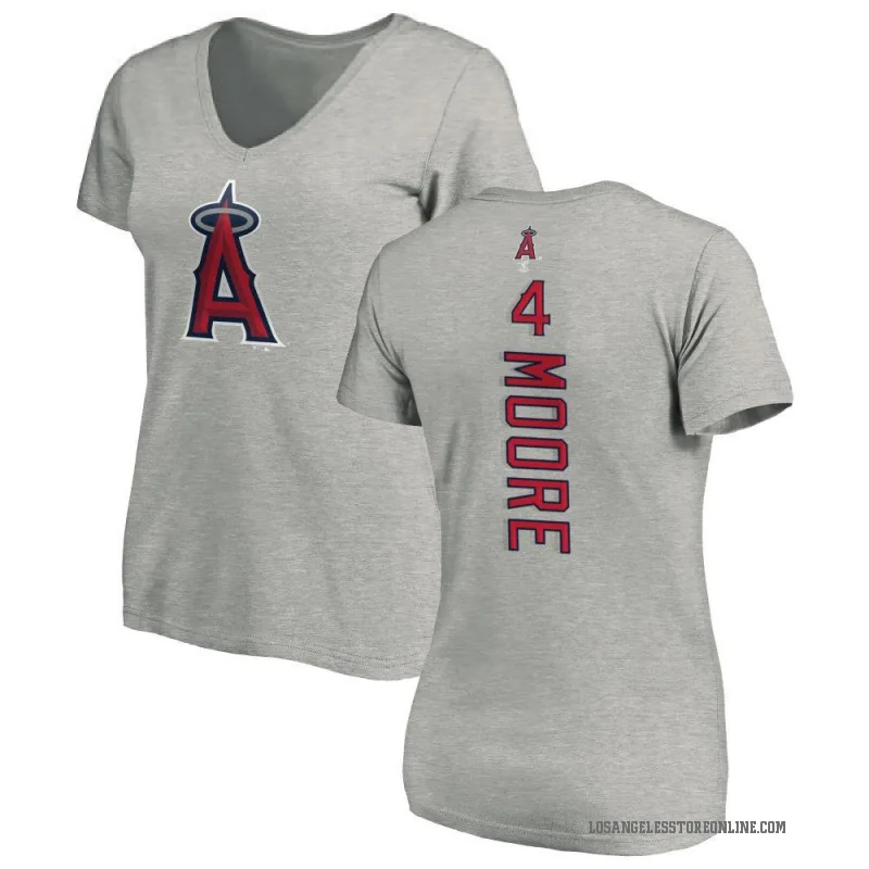 Christian Moore Women's Ash Los Angeles Angels Backer Slim Fit T-Shirt -