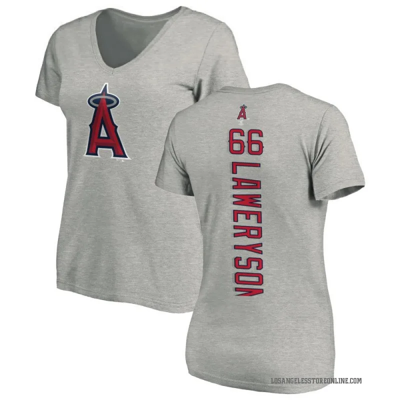 Cody Laweryson Women's Ash Los Angeles Angels Backer Slim Fit T-Shirt -