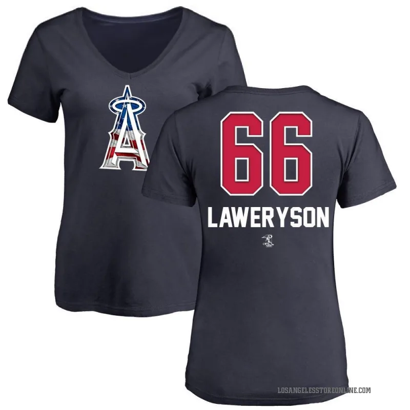 Cody Laweryson Women's Navy Los Angeles Angels Name and Number Banner Wave V-Neck T-Shirt -