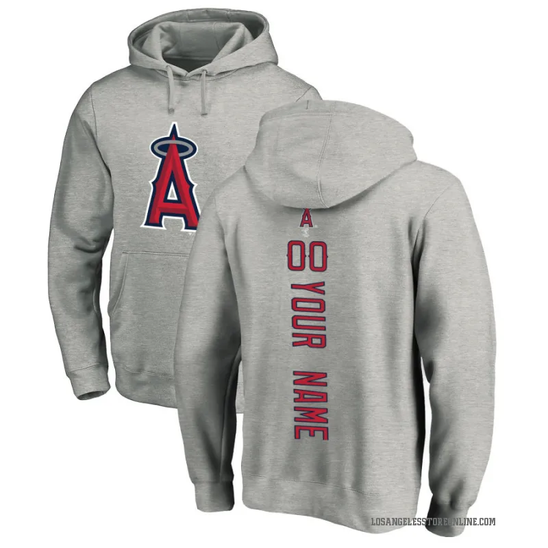 Custom Men's Los Angeles Angels Ash Backer Pullover Hoodie