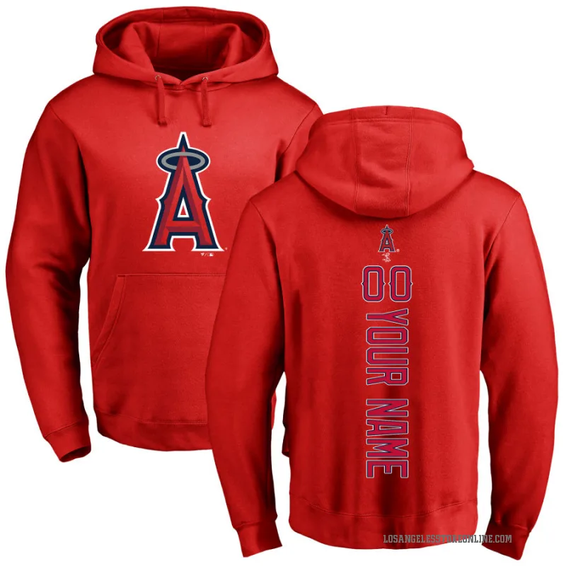 Custom Youth Red Los Angeles Angels Backer Pullover Hoodie