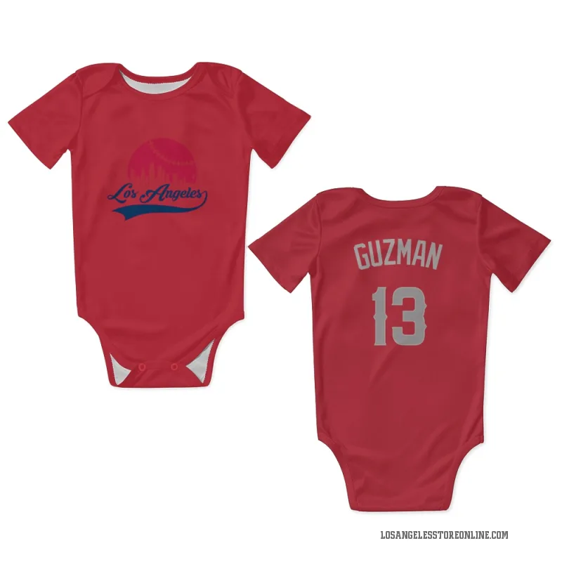 Denzer Guzman  Red Los Angeles Angels  Gray Newborn & Infant Bodysuit