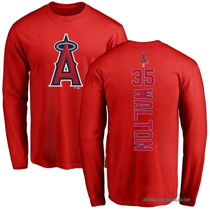 Donovan Walton Men's Red Los Angeles Angels Backer Long Sleeve T-Shirt -