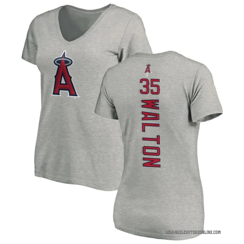 Donovan Walton Women's Ash Los Angeles Angels Backer Slim Fit T-Shirt -