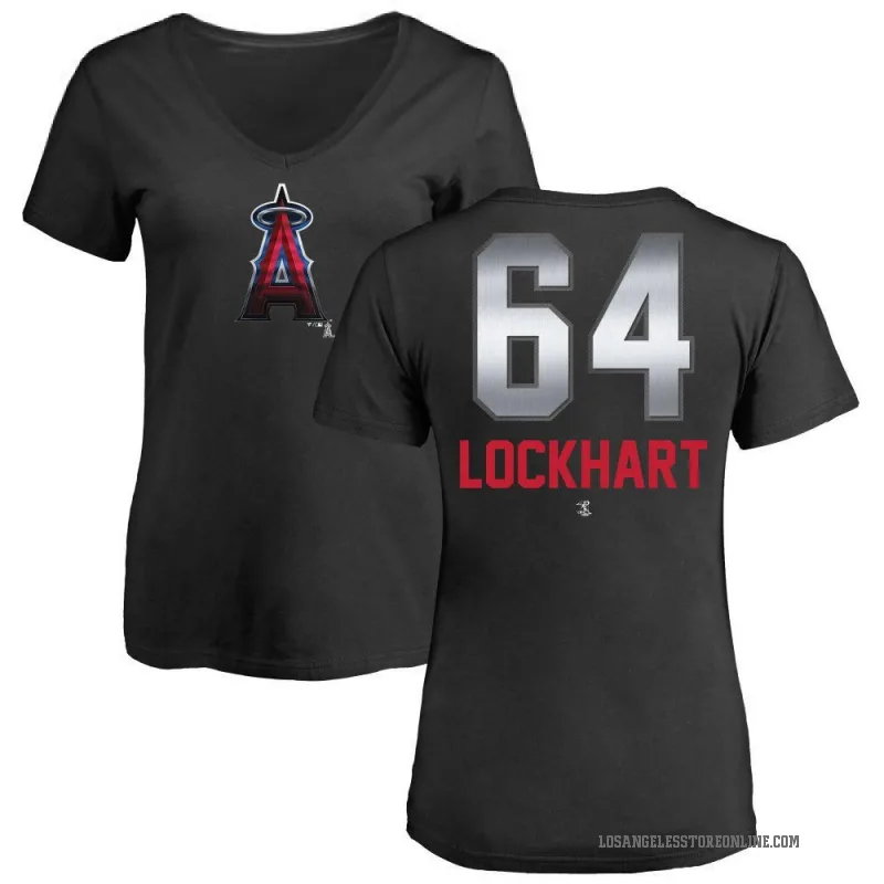 Fulton Lockhart Women's Black Los Angeles Angels Midnight Mascot V-Neck T-Shirt -