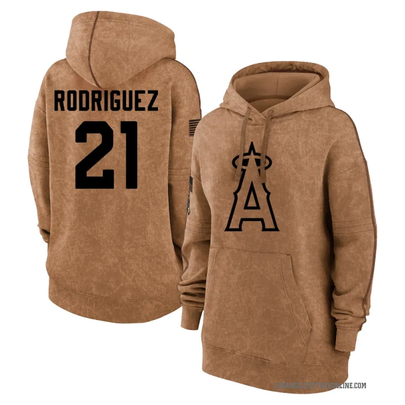 Grayson Rodriguez Women's Brown Los Angeles Angels 2023 Salute to Service Pullover Hoodie