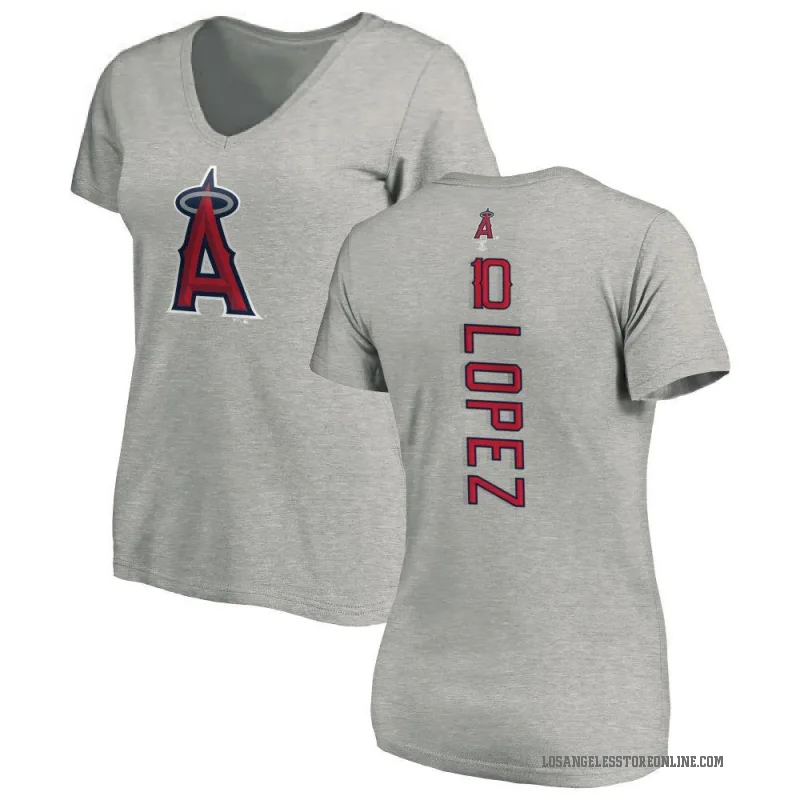 Jack Lopez Women's Ash Los Angeles Angels Backer Slim Fit T-Shirt -