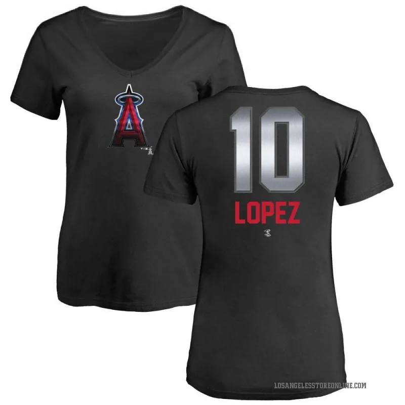 Jack Lopez Women's Black Los Angeles Angels Midnight Mascot V-Neck T-Shirt -