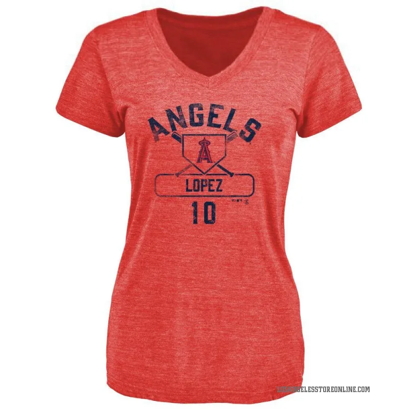 Jack Lopez Women's Red Los Angeles Angels Base Runner T-Shirt -