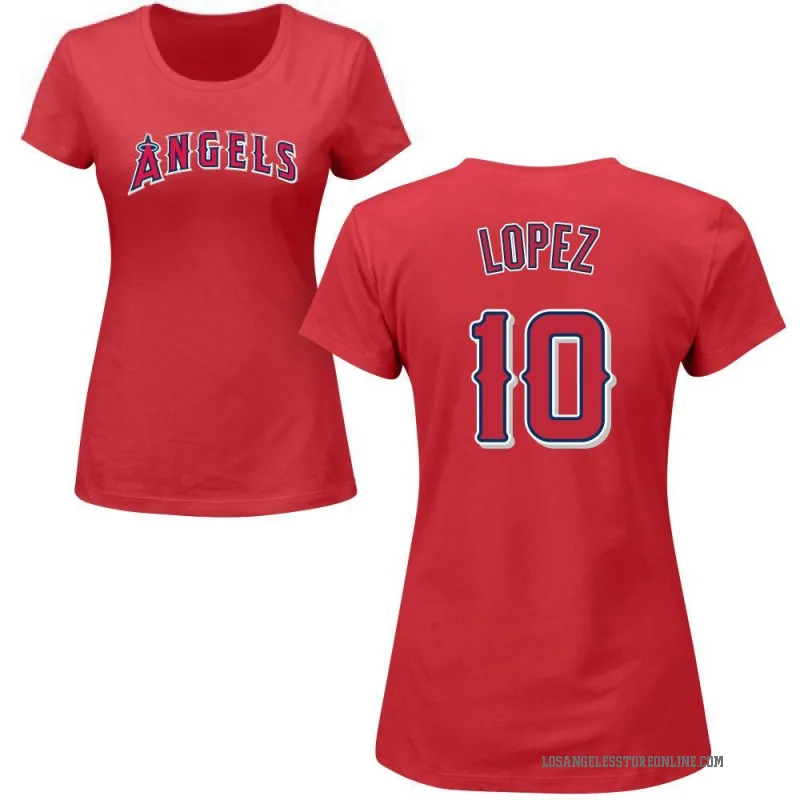 Jack Lopez Women's Red Los Angeles Angels Roster T-Shirt -