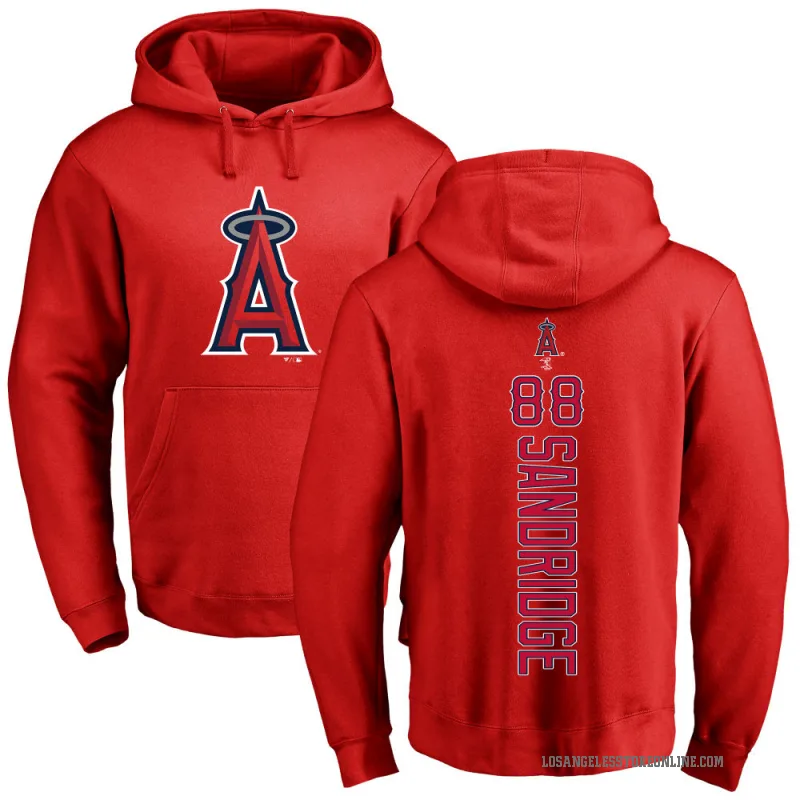 Jayvien Sandridge Men's Red Los Angeles Angels Backer Pullover Hoodie