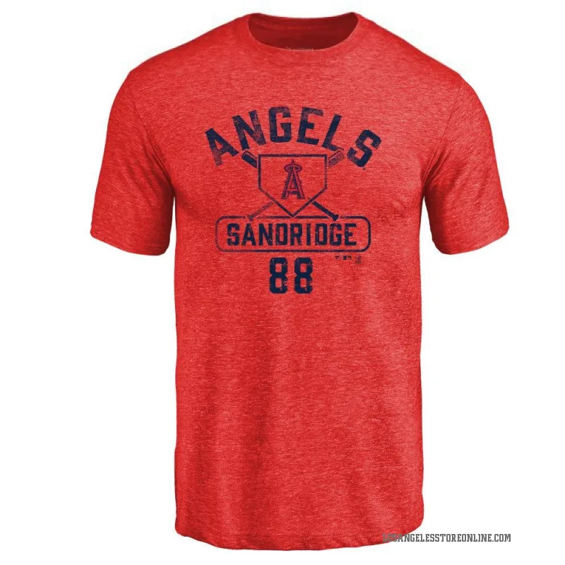 Jayvien Sandridge Men's Red Los Angeles Angels Base Runner T-Shirt -