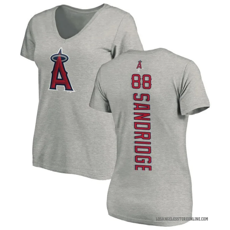 Jayvien Sandridge Women's Ash Los Angeles Angels Backer Slim Fit T-Shirt -