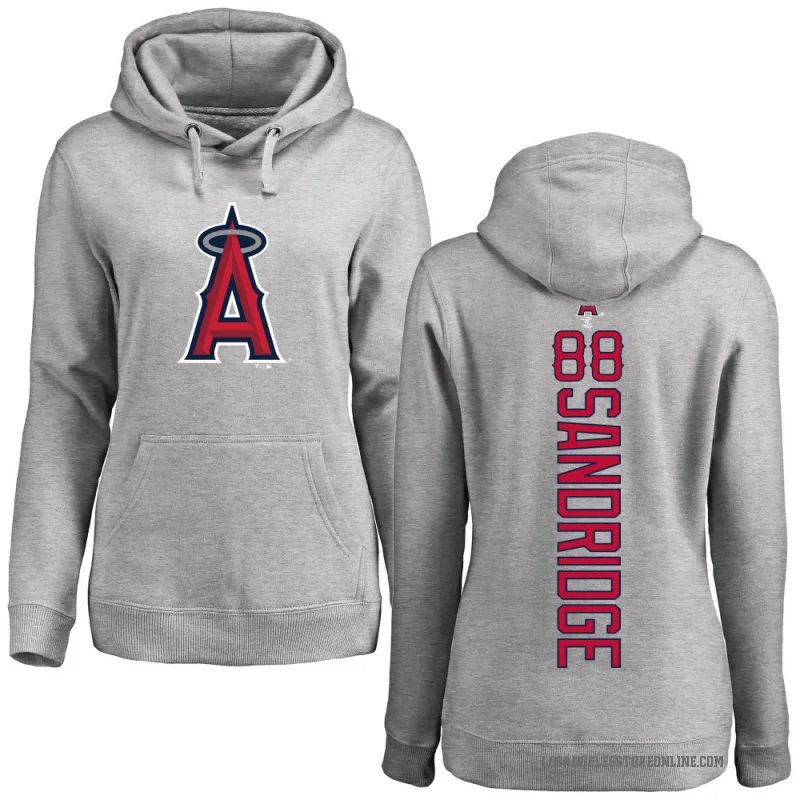 Jayvien Sandridge Women's Los Angeles Angels Ash Backer Pullover Hoodie