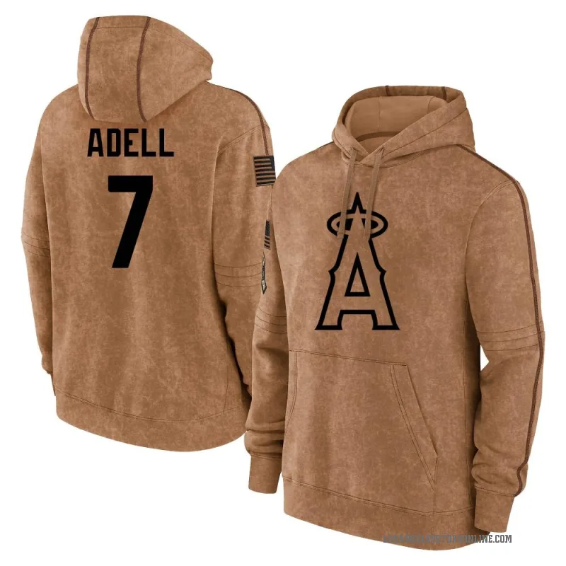 Jo Adell Men's Brown Los Angeles Angels 2023 Salute to Service Club Pullover Hoodie