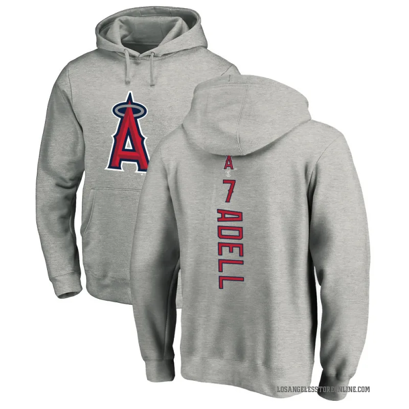 Jo Adell Men's Los Angeles Angels Ash Backer Pullover Hoodie
