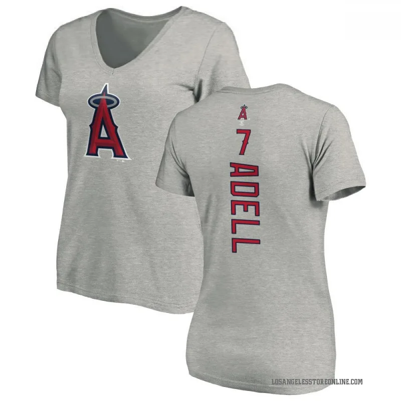 Jo Adell Women's Ash Los Angeles Angels Backer Slim Fit T-Shirt -