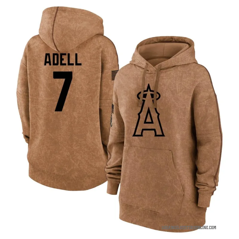 Jo Adell Women's Brown Los Angeles Angels 2023 Salute to Service Pullover Hoodie