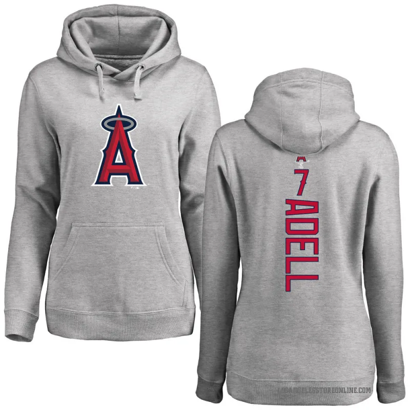 Jo Adell Women's Los Angeles Angels Ash Backer Pullover Hoodie
