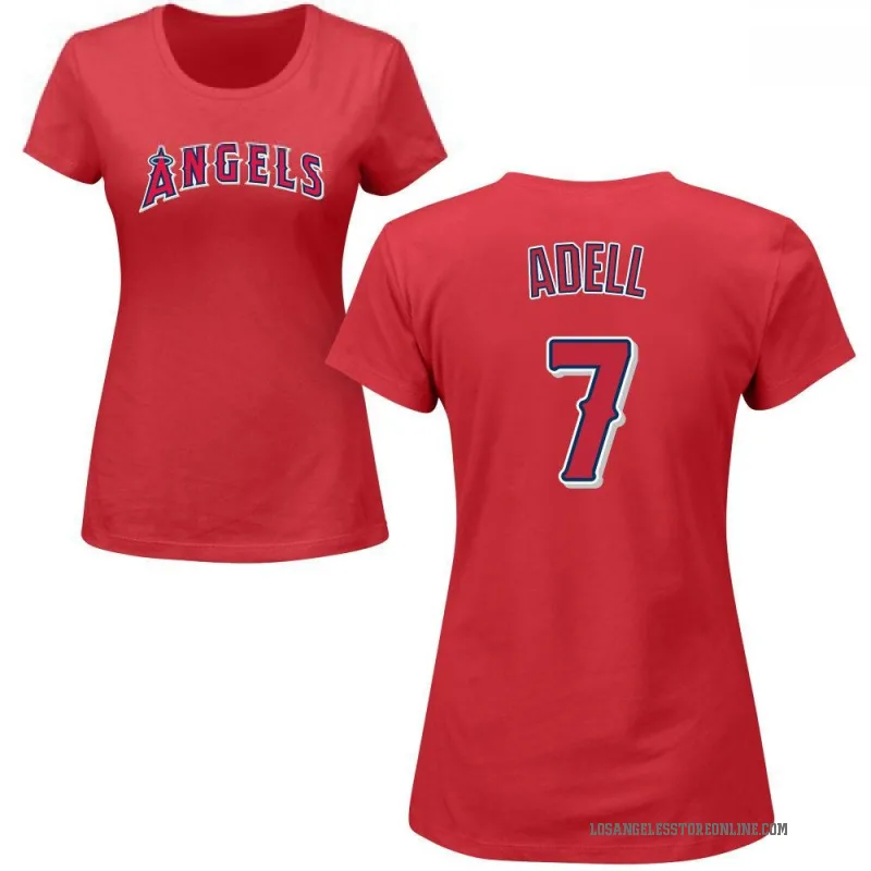 Jo Adell Women's Red Los Angeles Angels Roster T-Shirt -