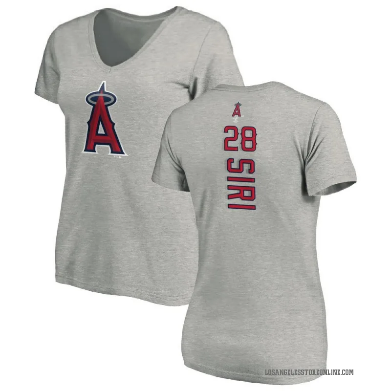 Jose Siri Women's Ash Los Angeles Angels Backer Slim Fit T-Shirt -