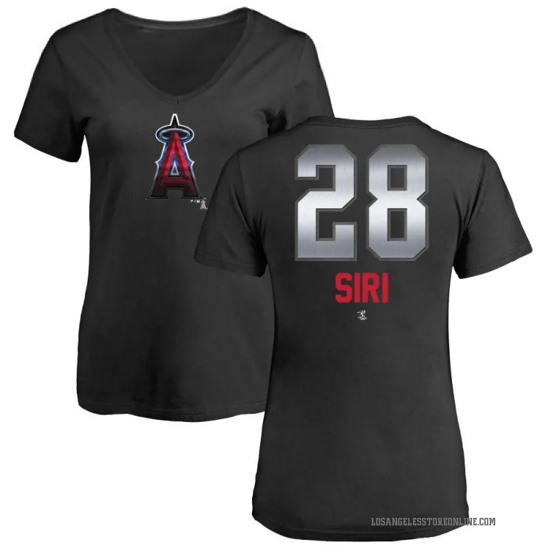 Jose Siri Women's Black Los Angeles Angels Midnight Mascot V-Neck T-Shirt -