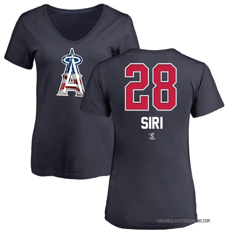 Jose Siri Women's Navy Los Angeles Angels Name and Number Banner Wave V-Neck T-Shirt -