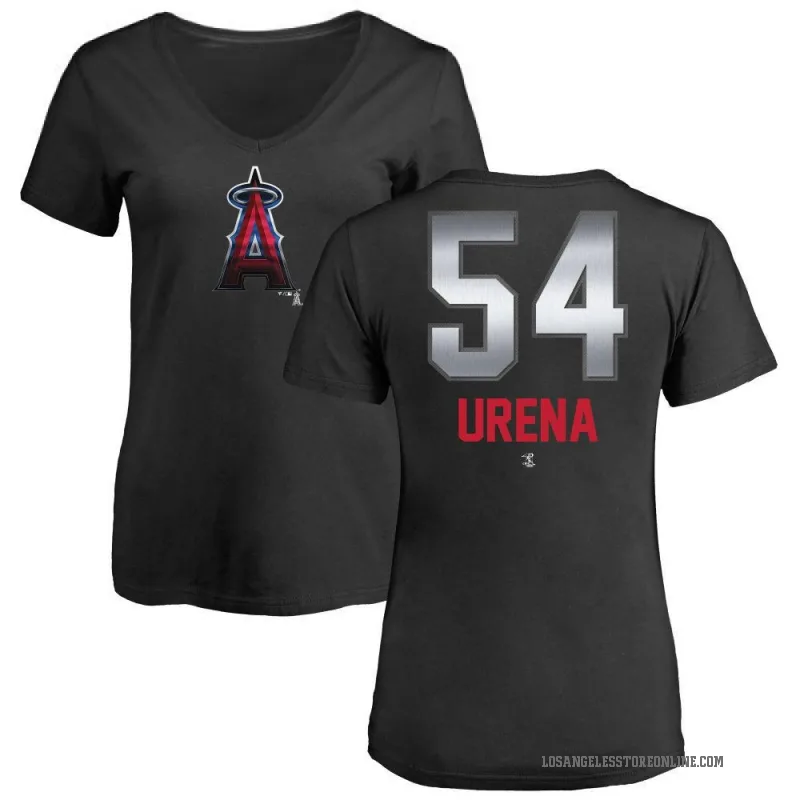 Jose Urena Women's Black Los Angeles Angels Midnight Mascot V-Neck T-Shirt -