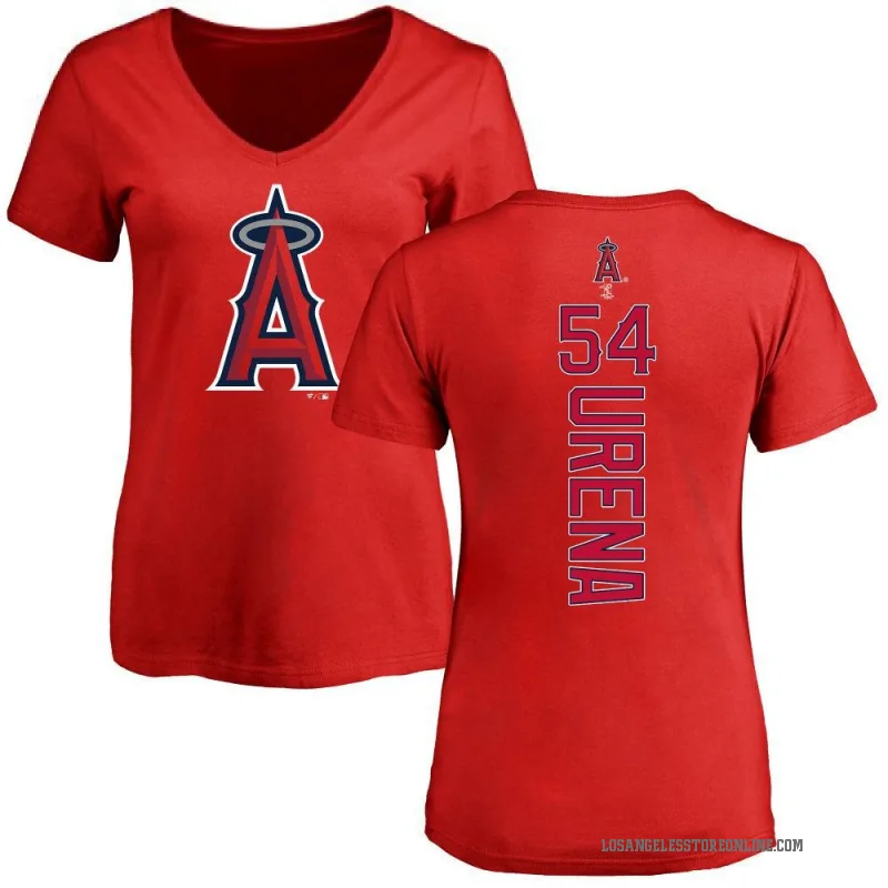 Jose Urena Women's Red Los Angeles Angels Backer Slim Fit T-Shirt -