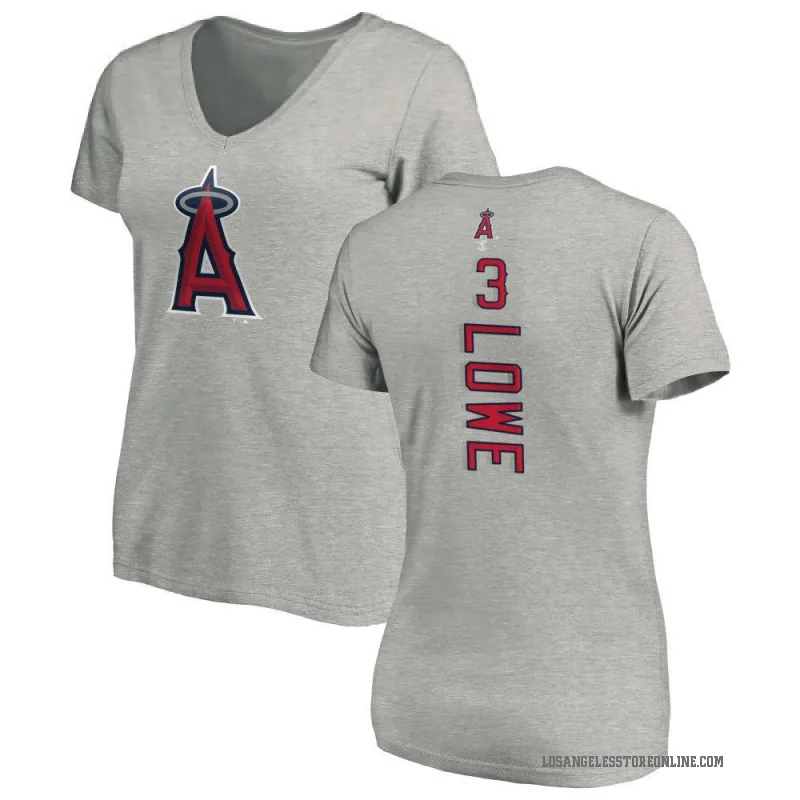 Josh Lowe Women's Ash Los Angeles Angels Backer Slim Fit T-Shirt -