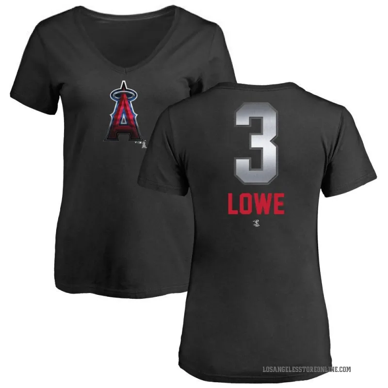 Josh Lowe Women's Black Los Angeles Angels Midnight Mascot V-Neck T-Shirt -