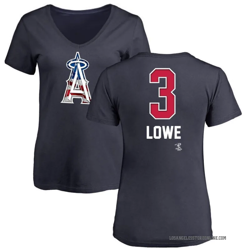 Josh Lowe Women's Navy Los Angeles Angels Name and Number Banner Wave V-Neck T-Shirt -