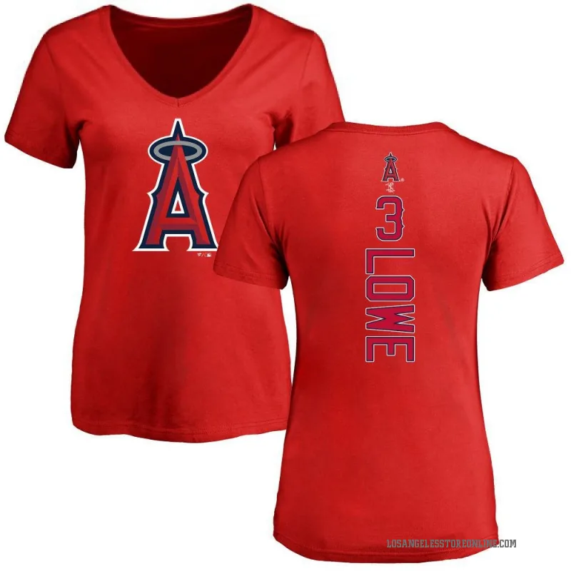 Josh Lowe Women's Red Los Angeles Angels Backer Slim Fit T-Shirt -