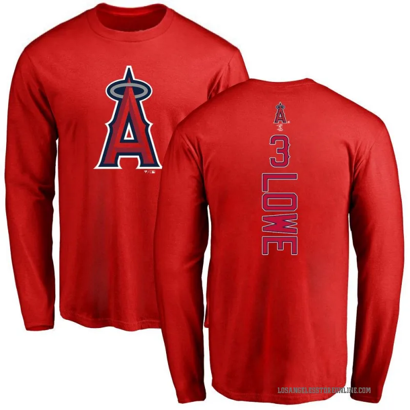 Josh Lowe Youth Red Los Angeles Angels Backer Long Sleeve T-Shirt -