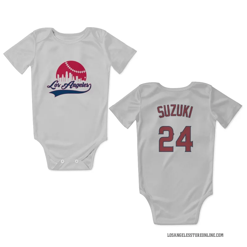 Kurt Suzuki  White Los Angeles Angels  Newborn & Infant Bodysuit